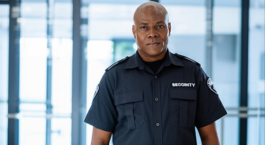 Professional security guard in uniform